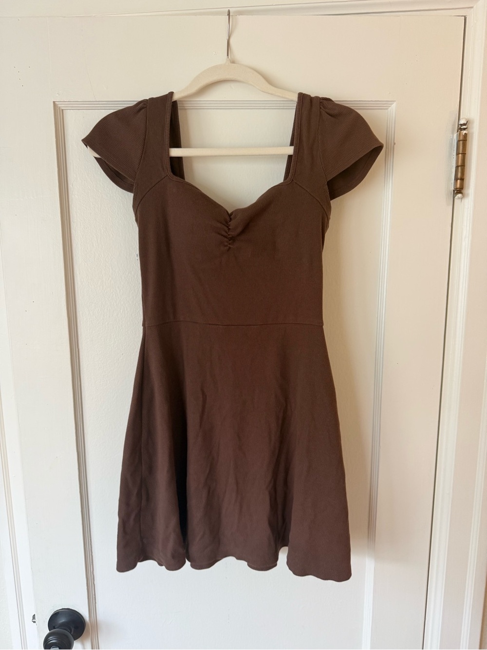wild fable Brown Sweetheart Neckline Fit-and-Flare Dress